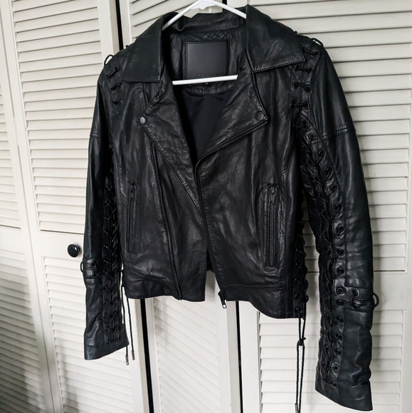Skingraft moto laced-up leather jacket size XS - Picture 6 of 7